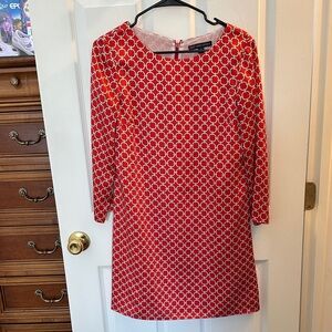 Brooks Brothers Silky Red and White Geometric Dress